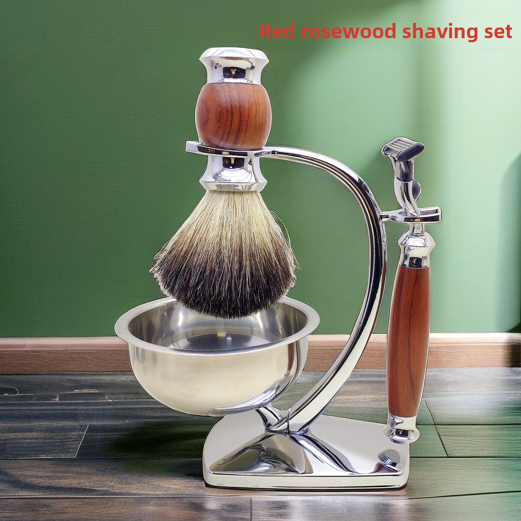 Beard Trimmer - Set Pisau Cukur Gagang Kayu Rosewood
