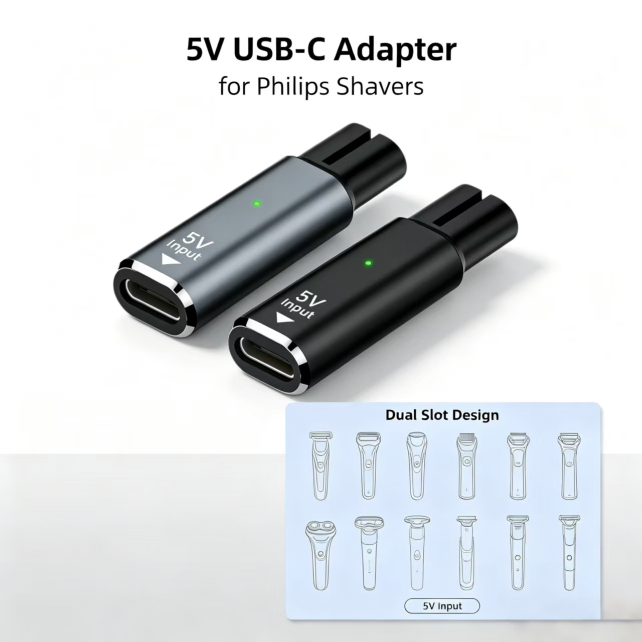 Electric Shaver Rotary - Adaptor USB-C betina ke dua slot