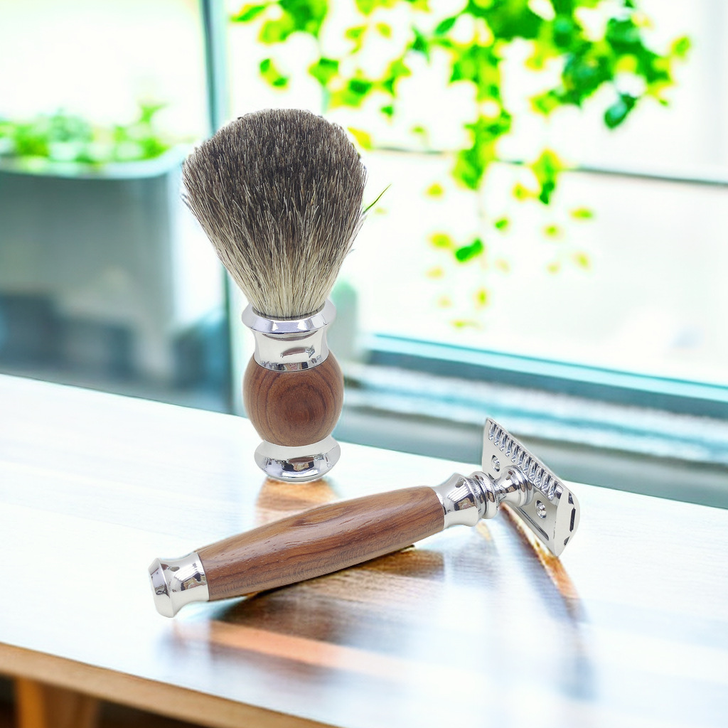 Set Pisau Cukur Gagang Kayu Ro - Beard Trimmer ulasan dan harga