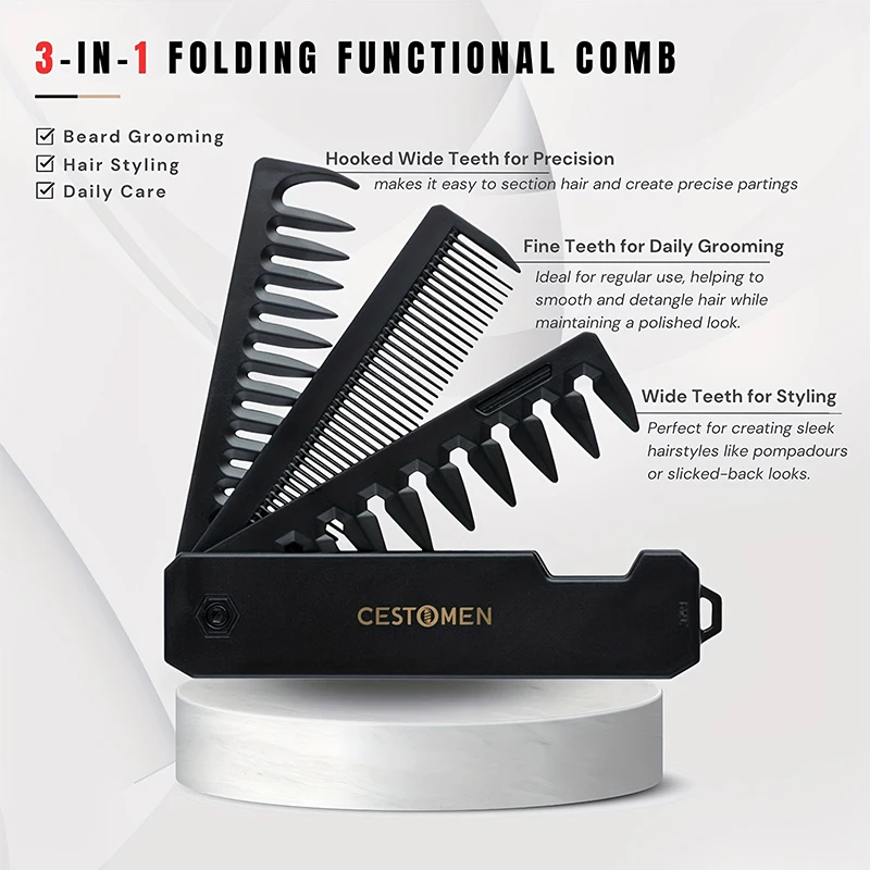 Sisir Jenggot Lipat 3-in-1 unt - Mens Grooming Travel Kit ulasan dan harga